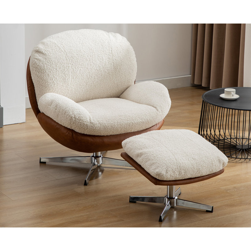 Fauteuil d'appoint Jocelynne, 100 % polyester blanc