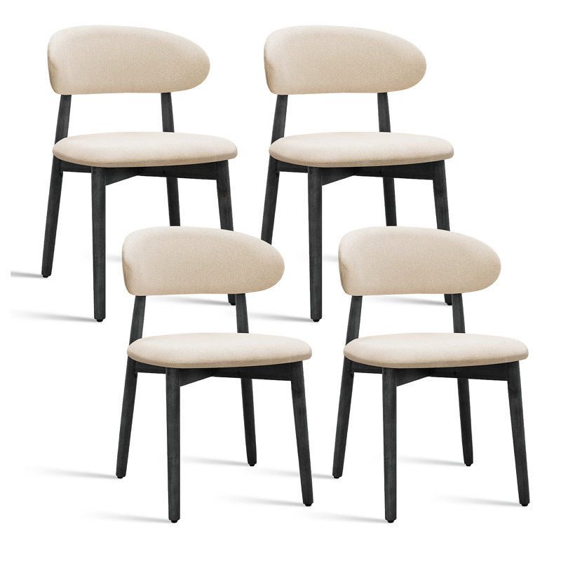Ensemble de 4 chaises sans accoudoirs, 4, Beige, Noir