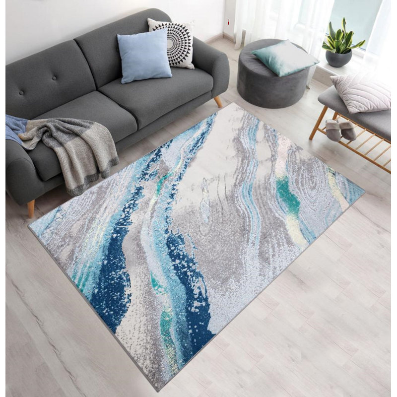 Haninerm Rectangle Abstract Area Rug, Rectangle 120 x 170cm