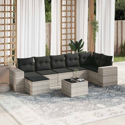  Ensemble de canapé de jardin gris clair, gris foncé