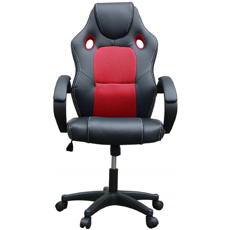 Fauteuil de jeu à haut dossier, Noir / Rouge