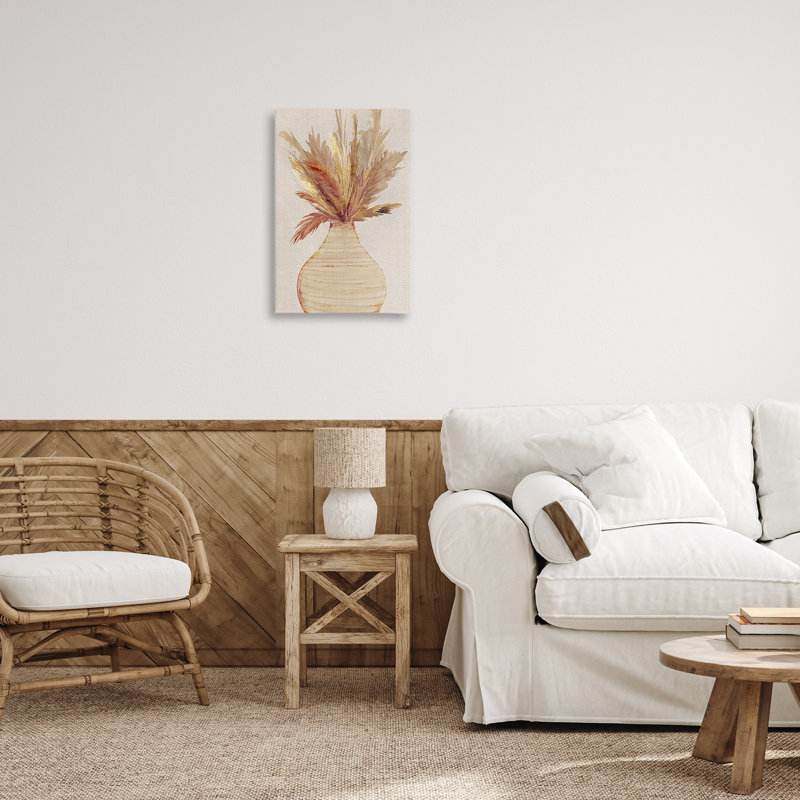 Art mural sur toile «Pots Wheat Reeds» par Susan Jill, H 24 po x l 16 po