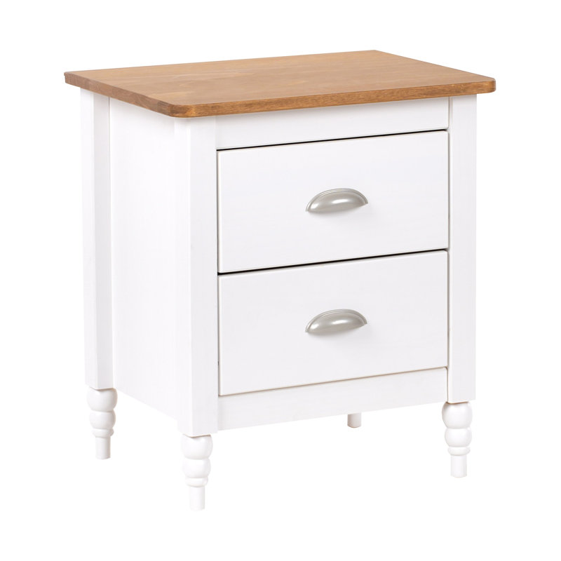 Cimino 46cm W Solid Wood Bedside Table, Brown/White