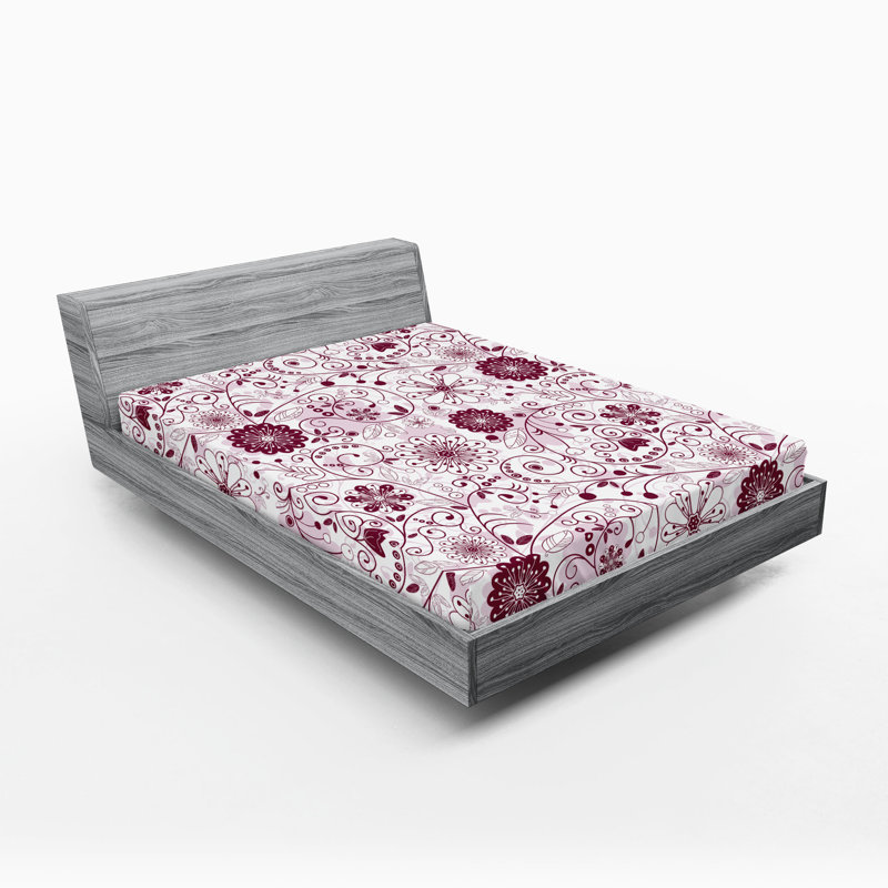Drap-housse orange Ambesonne, Marron / floral rose, Drap-housse très grand californien