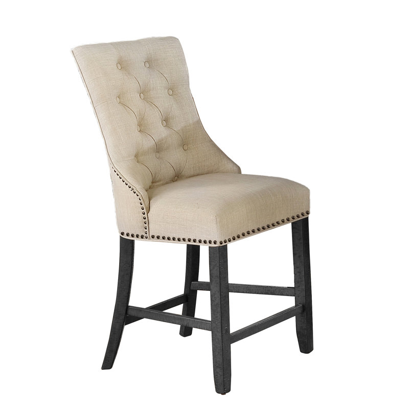 Chaise Parsons rembourrée en lin capitonné welteroth, Beige