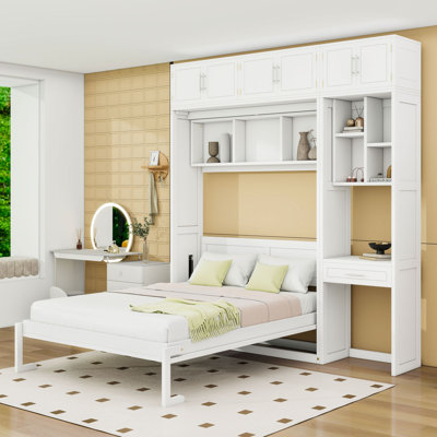 Murphy Bed with Built-In Desk and Shelves