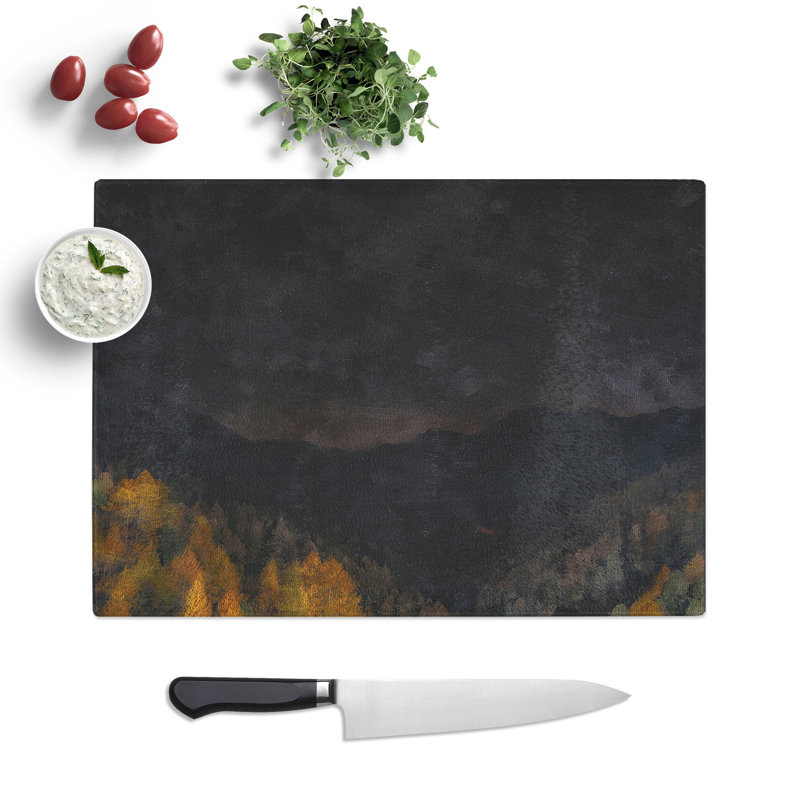 Tempered Glass Forest at Night Abstract Chopping Board, 20 cm x 28.5 cm
