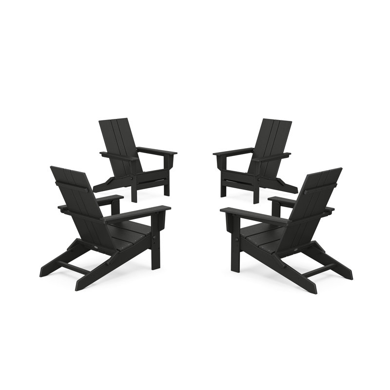 POLYWOOD x ALLModern Plastic Folding Adirondack Chair, Black