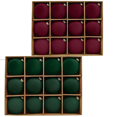 Shatterproof Christmas Ornaments Ball Set of 24, 2.36 Inch Velvet Deep Green Holiday Decorative Balls for Xmas Tree Decorations, Festive Party & Home Decor