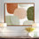Orange minimaliste avec des formes simples de vert - art minimaliste sur toile, art mural minimaliste orange
