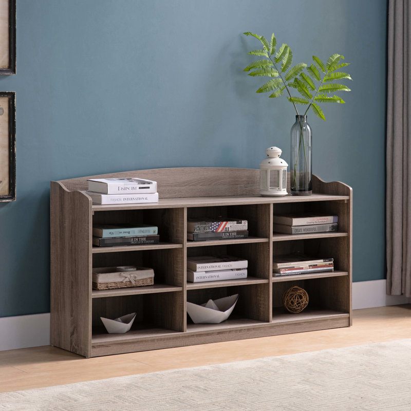 Dark Taupe Shoe Storage, Made With Superior Wooden Materials Entryway Organizer Nine Shelf Units