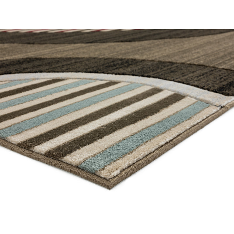 Tapis géométrique brun / beige Anjolie, Rectangle 2 pi 1 po x 3 pi 3 po
