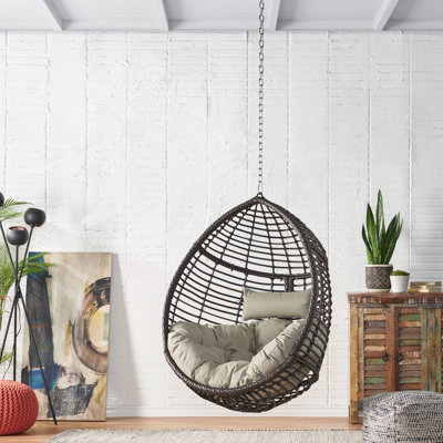 Chaise suspendue à chaîne de 8 pi - belle forme de larme pour se prélasser dans l'eau durable - coussins de siège brun kaki pour une détente confortable Profitez de votre temps libre