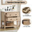 Meuble-lavabo simple 30 po avec comptoir en quartz de Carrare blanc, évier et dosseret, chêne clair, pré-assemblé Encino-561319806-561319779