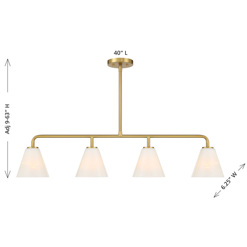 Hashimoto 4-Light Linear Chandelier in Brass, Brass