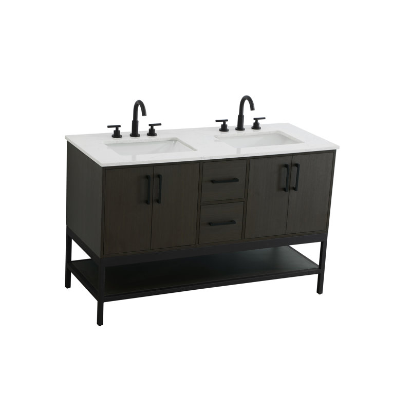 Meuble-lavabo double 54 po, Brun moka