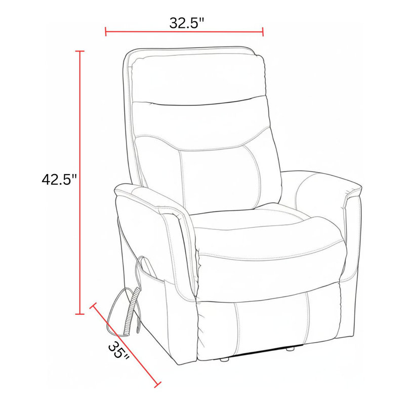 Akeelah 33" Power Lift Recliner with Articulating Headrest with Flared Arms, Softy Azure, Polyester Blend