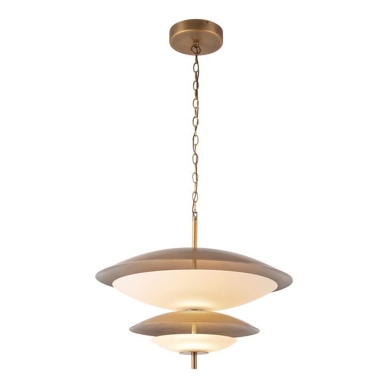 Prescott 2 - Light Chandelier, Vintage Brass/Opal Matte Glass