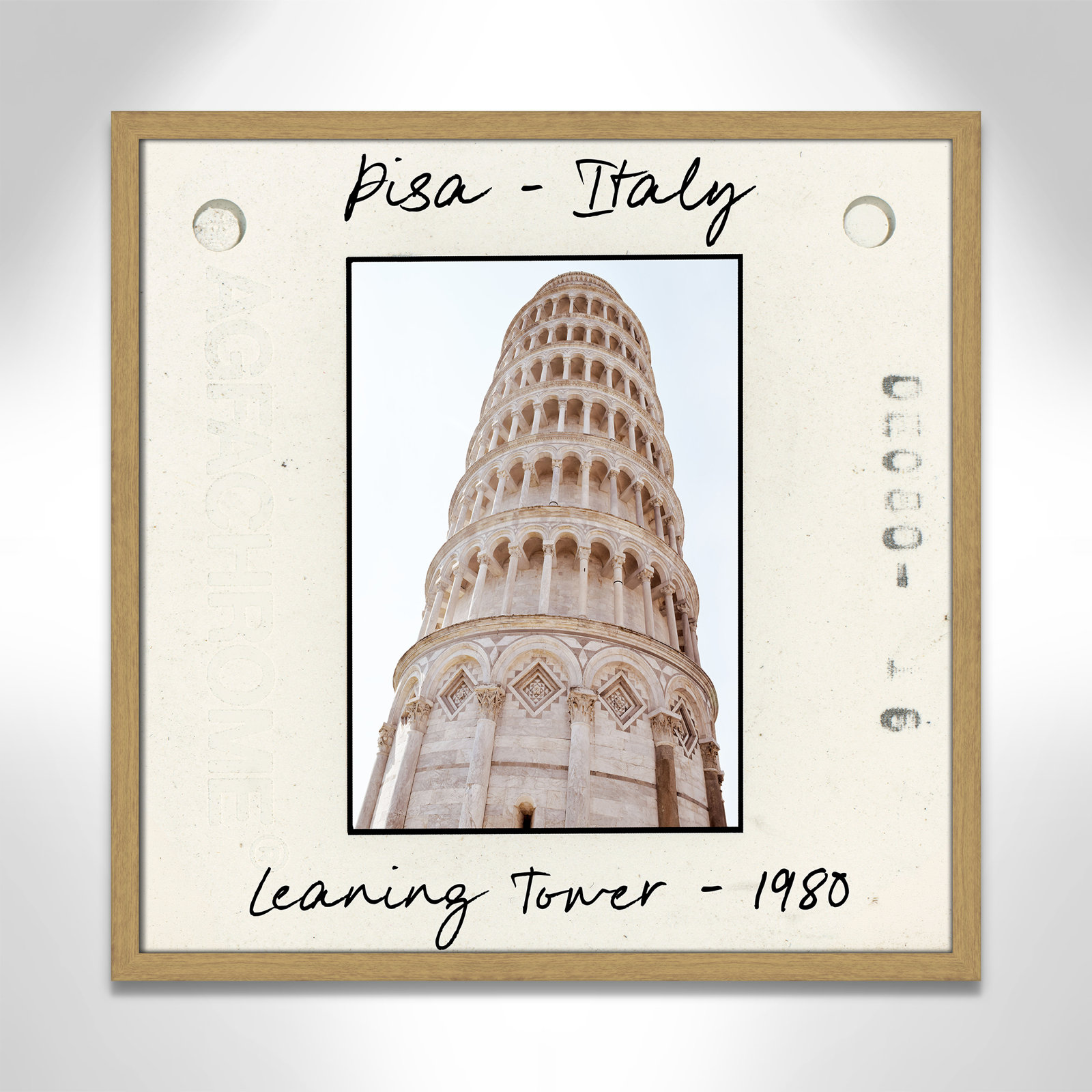 Ritona "Pisa, Italy - Leaning Tower" Print, Natural Single Picture Framed Paper, 23.5" H x 23.5" W x 0.75" D