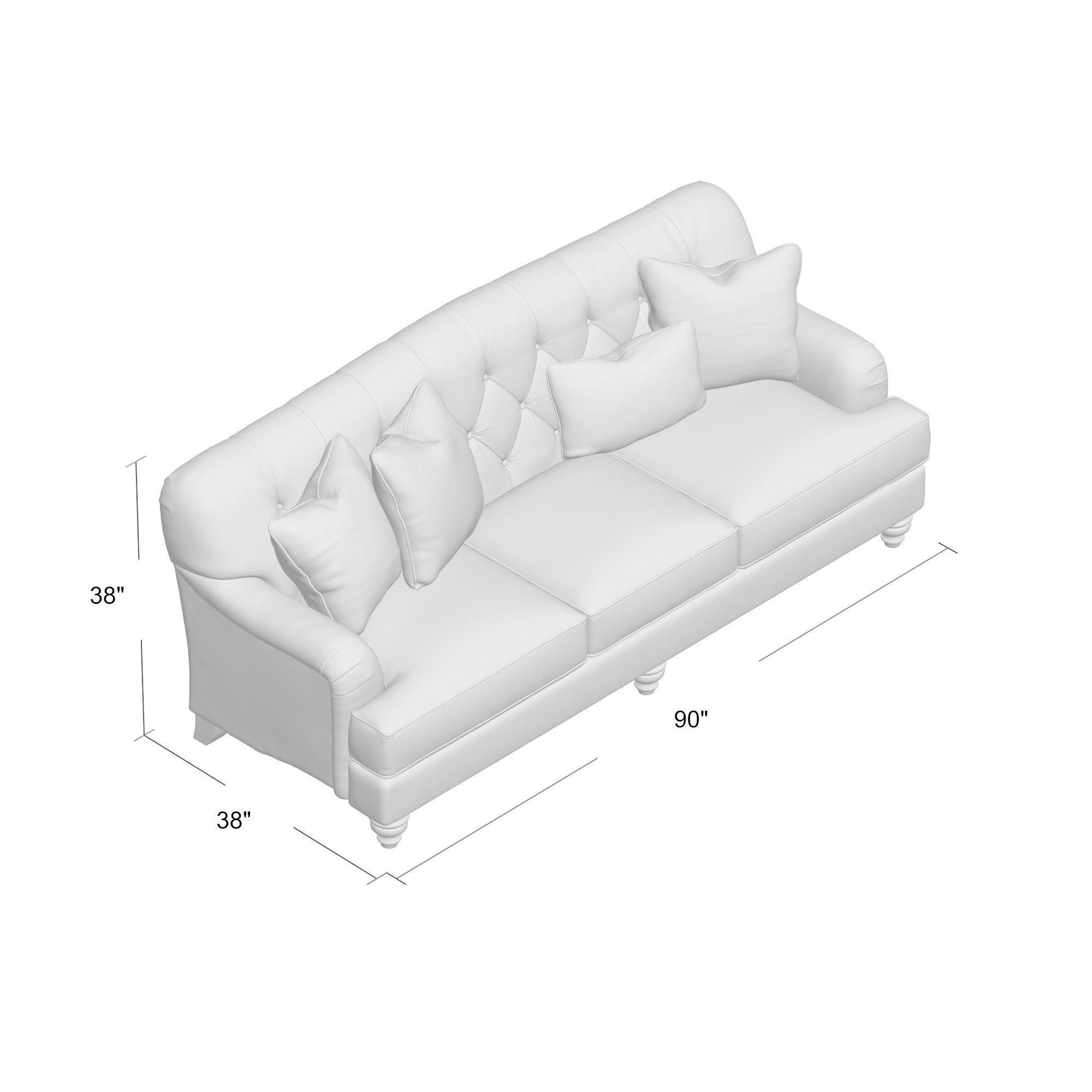 Sullivan 90'' Upholstered Sofa, Manhattan, Aberdeen 22 Blue Velvet, No