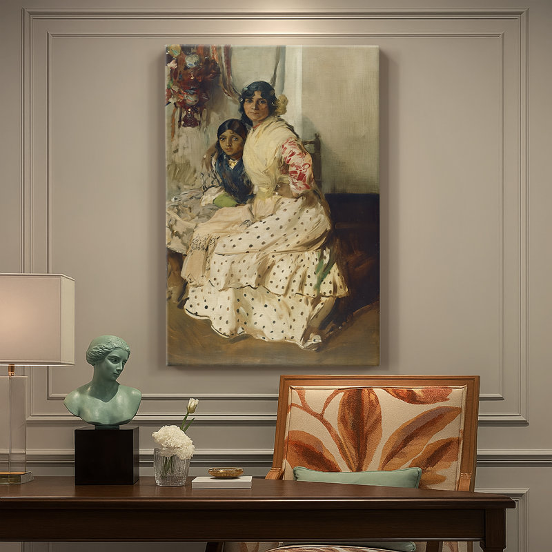 «Pepilla the Gypsy and Her Daughter», toile tendue par Joaquin Sorolla y Bastida, 18 x 27