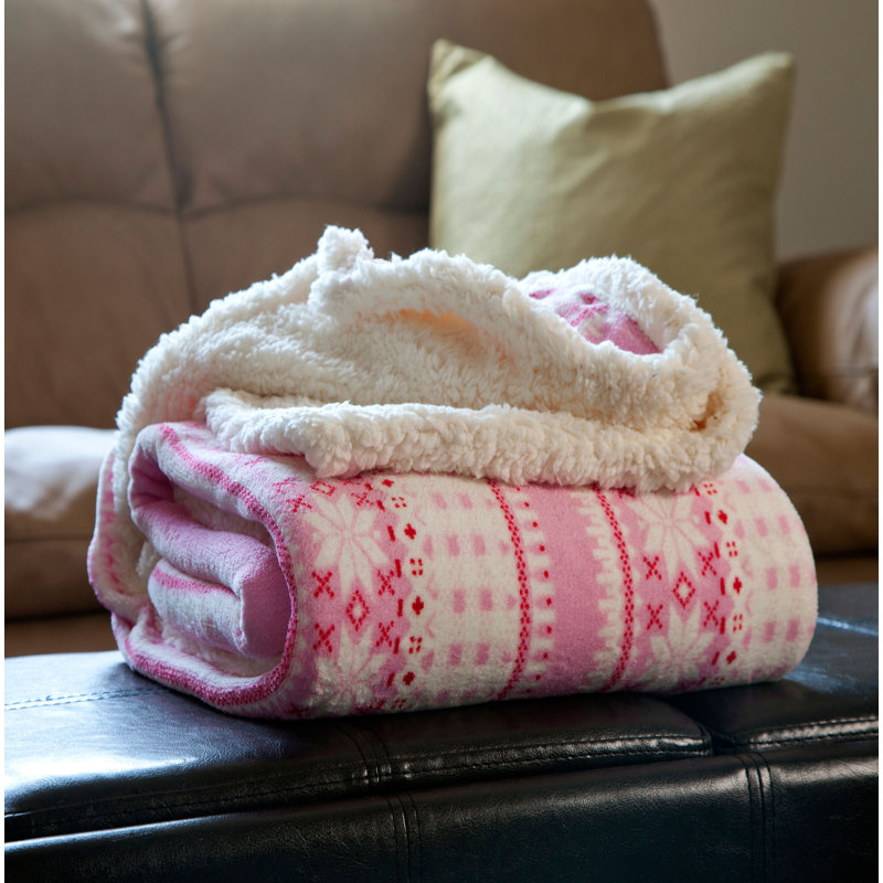 Jeté réversible en molleton doux à imprimé flocon de neige - 50 po x 60 po lavable à la machine par Lavish Home