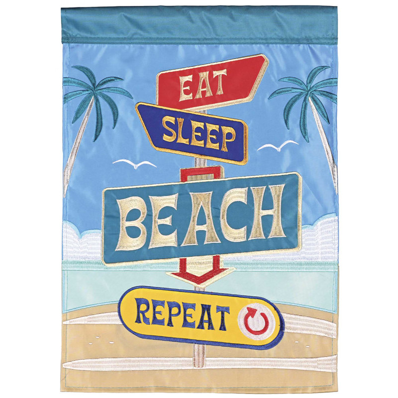 Drapeau de jardin «Eat Sleep Beach Beach»