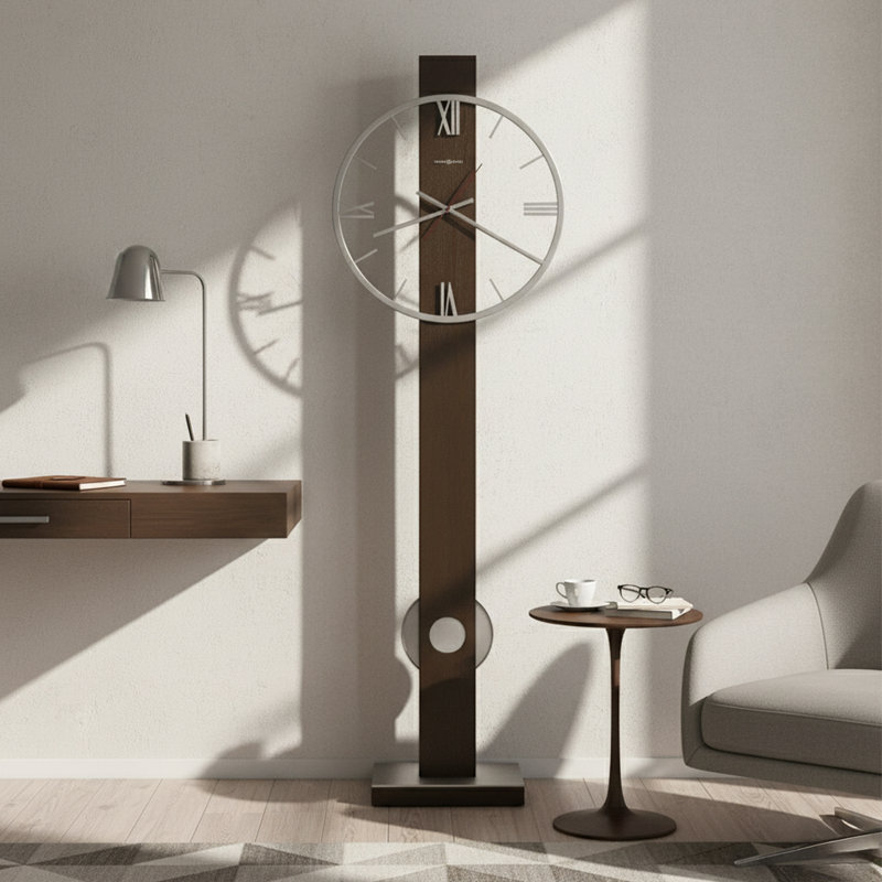 Horloge grand-père Halo, cadran en métal vieilli de 24 pouces, mouvement à balayage continu