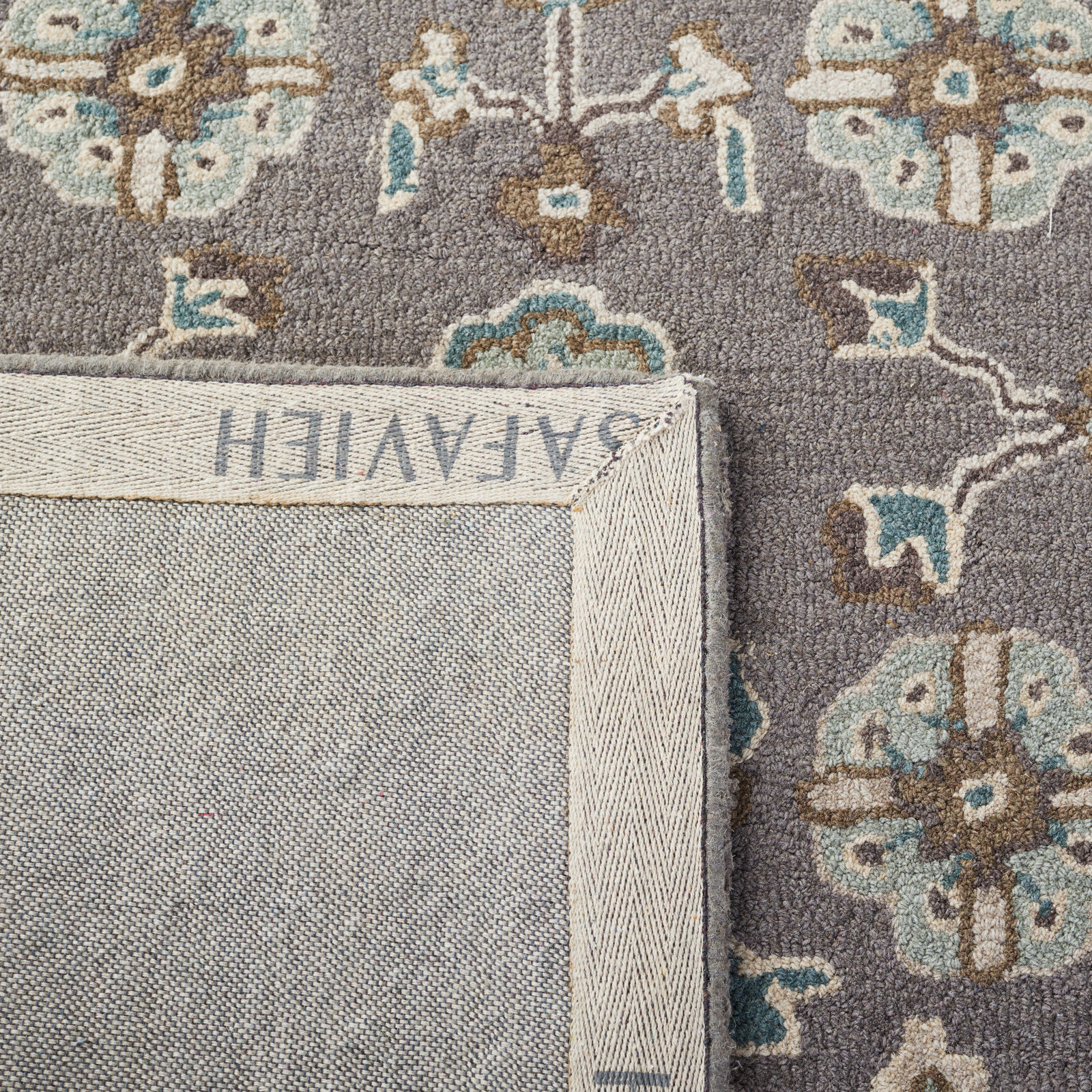 Tansy Gray Handmade Wool Oriental Rug, Rectangle 2' x 3'