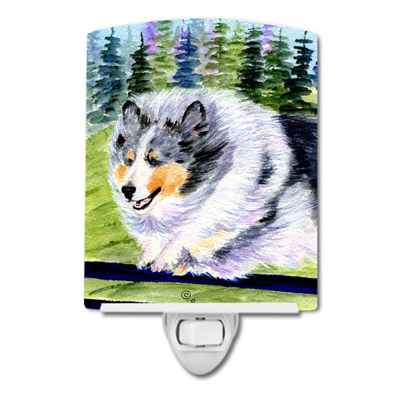 Éclairage de nuit en céramique sheltie