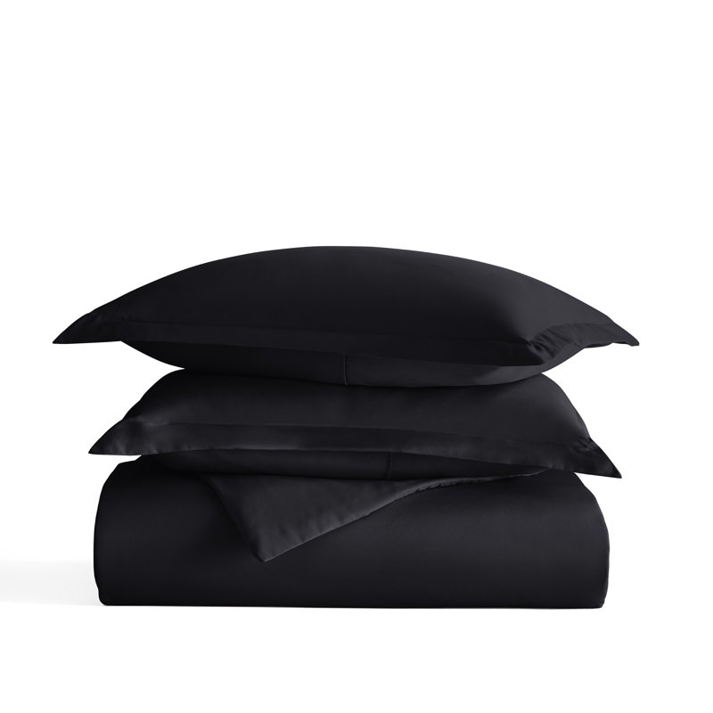 Super Soft Microfiber Duvet Cover Set, Black, King Duvet Cover + 2 Shams