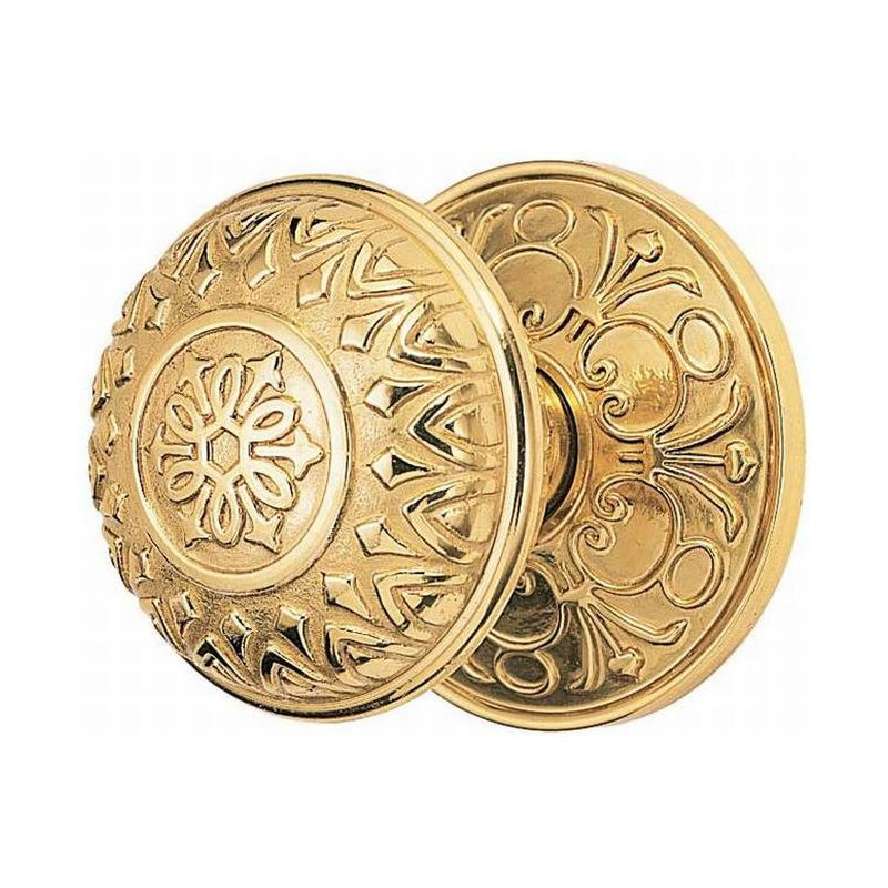 Passage Lancaster Knob with Lancaster Rose, Polished Brass