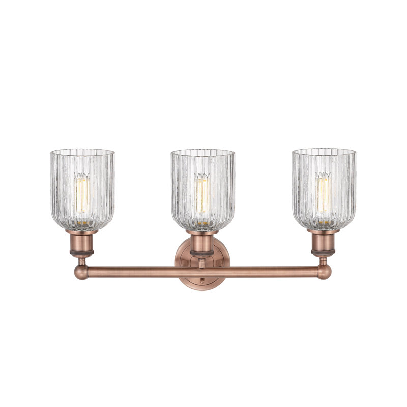Abat-jour de salle de bain 3 lumières Edison Northgate, Cuivre antique, Clear