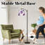 Lampe sur pied à arc avec abat-jour réglable blanc mauve rose floral bohème moderne mauve roses pivoines blanches lampe sur pied 3 températures de couleur à haut gradateur avec interrupteur au pied pour la chambre à coucher