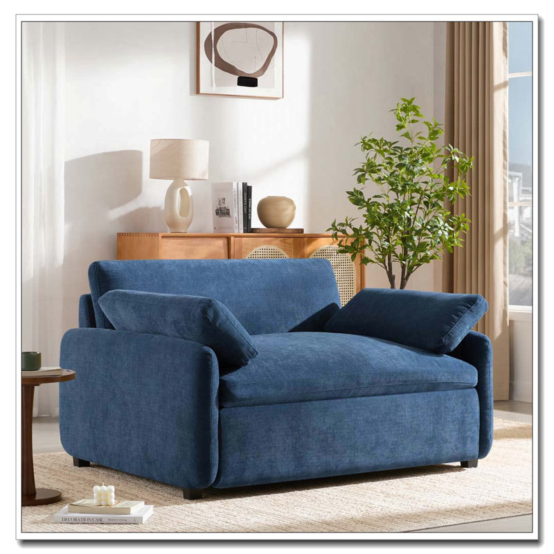 Fauteuil simple surdimensionné en chenille 50 * 43 ", chaise d'appoint large et profonde, Crème, jaune