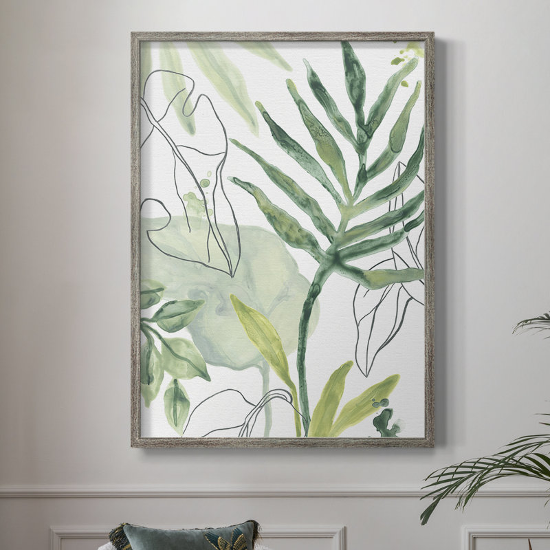 «Tropical Palm Chorus III», reproduction encadrée - bois massif, H 21 po x l 17 po