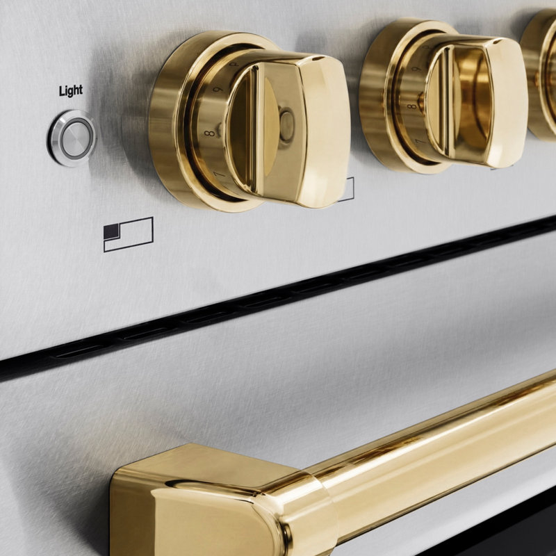 ZLINE Autograph 48 in. Satin Stainless Steel Paramount Induction Range w/ Polished Gold Accents