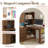 L-Shaped Corner Computer Desk with USB Charging Ports, Power Outlets, Writing Desk with Cabinet, Bookshelf-677927527