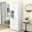 Armoire de rangement autoportante avec panier rabattable et tablettes de rangement-7149115