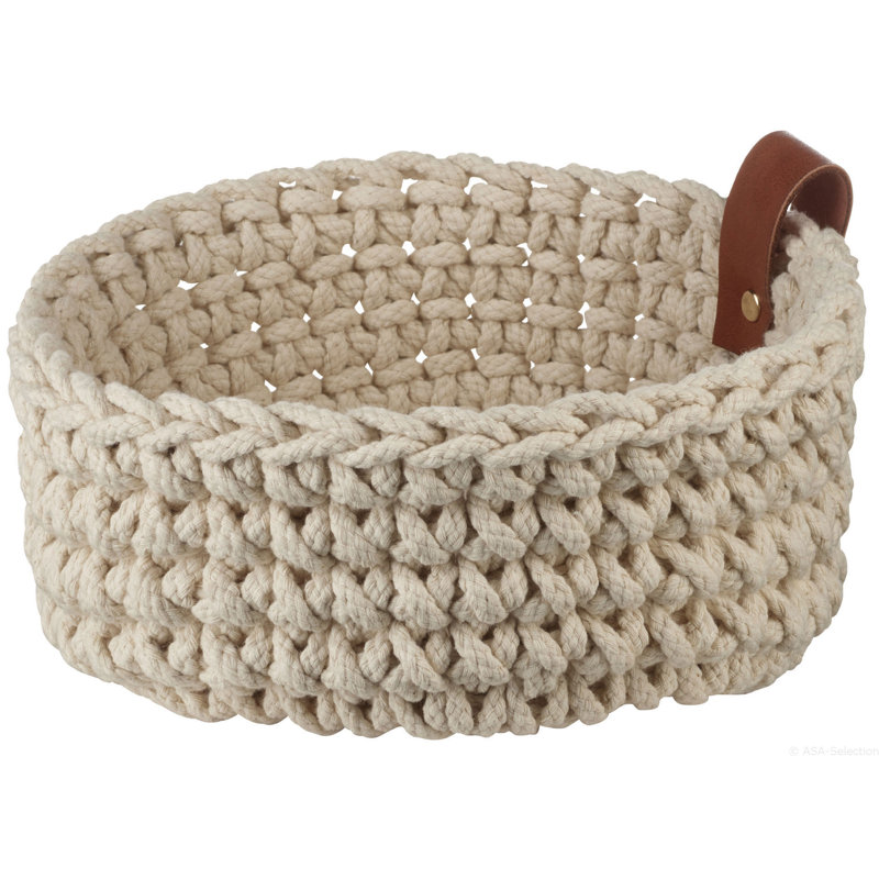 ASA Selection baskets crochet basket, bread basket, decorative basket, decorative, cotton, 7cm H x 17cm W x 17cm D, Nude