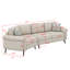 111" Upholstered 3 Seater Sofa With 2 Printed Pillows, Chenille Curved Couch With Metal Legs, Ergonomic Armrests-118021796