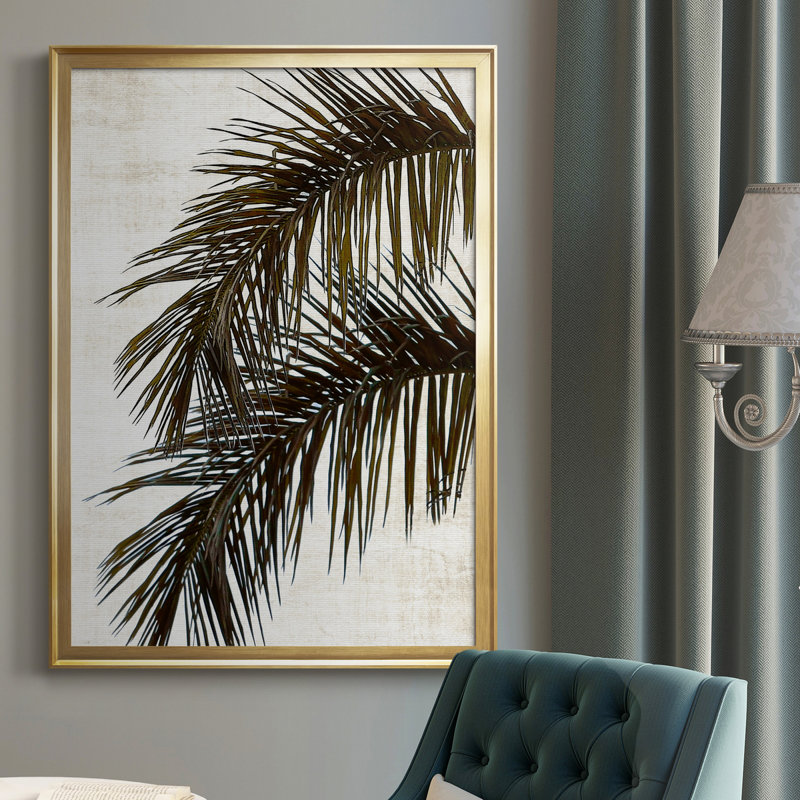 Palm II - peinture sur toile encadrée, Cadre doré, H 30,5 po x l 42,5 po x P 1,5 po