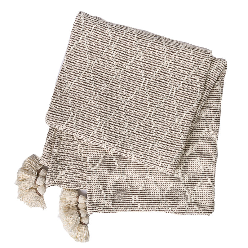 Jeté en coton , Blanc cassé