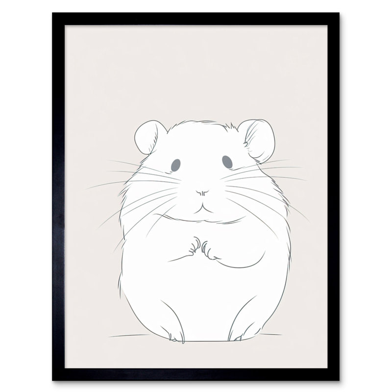 Cute Hamster Portrait Simple - Single Picture Frame Print