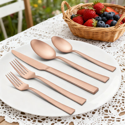 45-Piece Stainless Steel Flatware Set For 8 With Serving Utensils, Matte Satin Finish Square Cutlery Set, Dishwasher Safe Dinnerware For Home And Entertaining