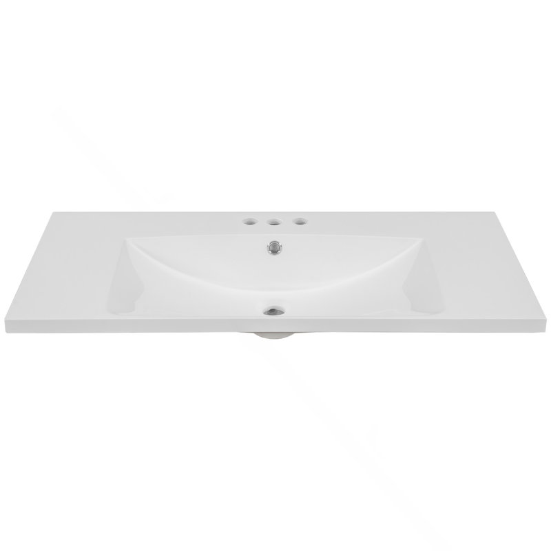 Comptoir de meuble-lavabo en céramique blanc 36 po avec lavabo simple 36 po et 3 trous pré-percés, 36"