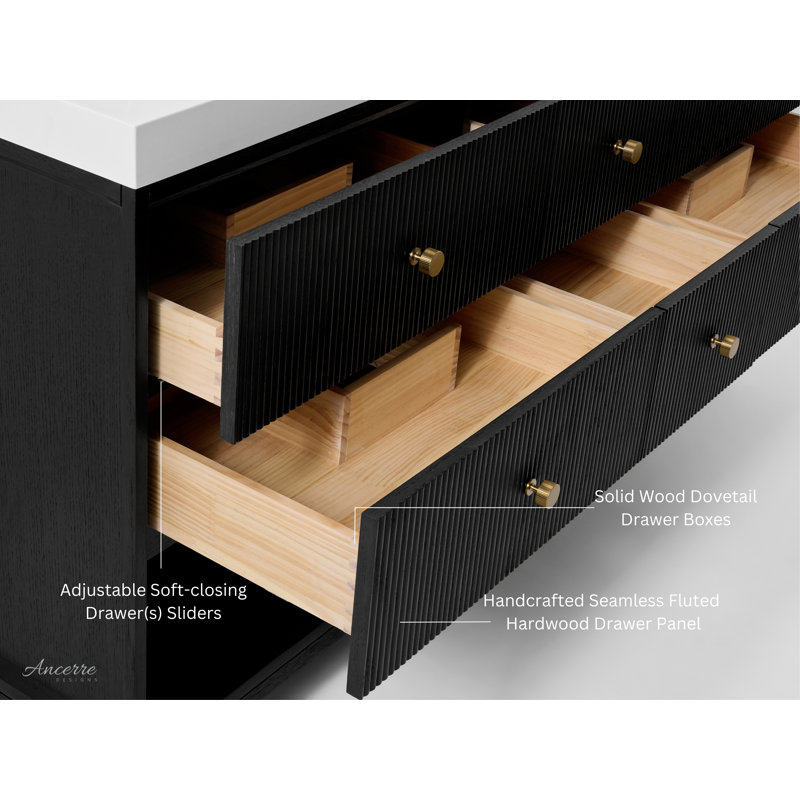 Momo 36" Freestanding Standard Single Bathroom Vanity with Top, 60", Black Oak