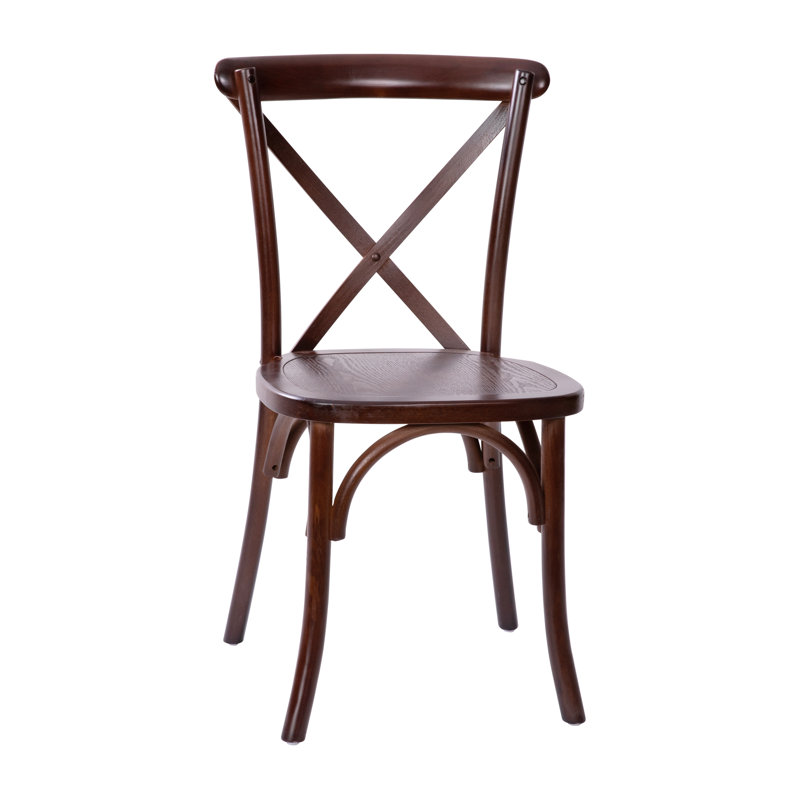 Arquit Stackable Cross-Back Wooden Bistro Chair, Walnut, 1