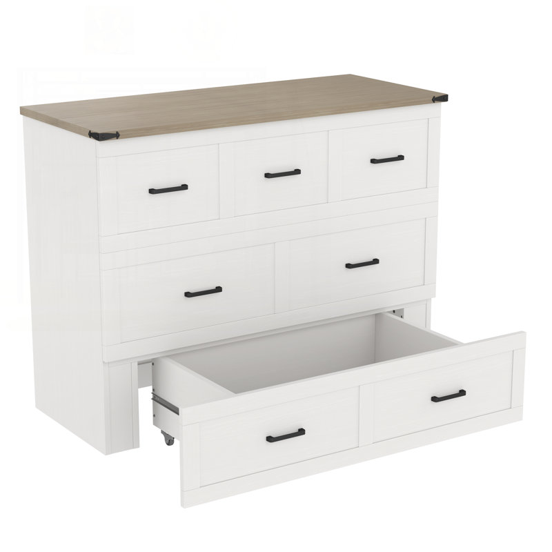 Armoire lit escamotable Murphy, lit double avec station de charge, lit plateforme pliable multifonctionnel, Blanc, Lit double