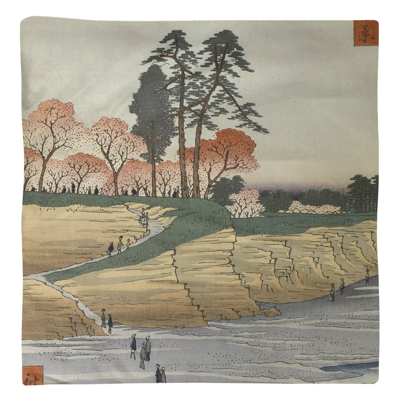 Utagawa Hiroshige Cotton Square Napkin, Brown/Gray